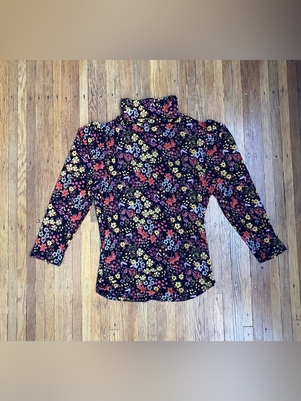 Free People Floral Turtleneck